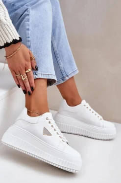 Stylowe Sneakersy Na Masywnej Platformie Białe Vallexia