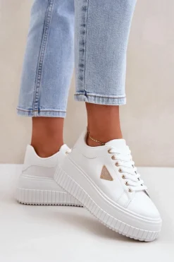 Stylowe Sneakersy Na Masywnej Platformie Białe Vallexia