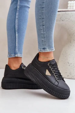 Stylowe Sneakersy Na Masywnej Platformie Czarne Vallexia