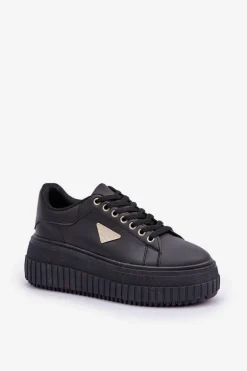 Stylowe Sneakersy Na Masywnej Platformie Czarne Vallexia