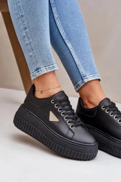 Stylowe Sneakersy Na Masywnej Platformie Czarne Vallexia