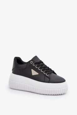 Stylowe Sneakersy Na Masywnej Platformie Czarno-Białe Vallexia