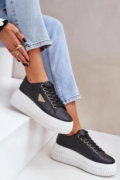 Stylowe Sneakersy Na Masywnej Platformie Czarno-Białe Vallexia
