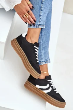 Stylowe Sneakersy Na Platformie Czarne Doriwa