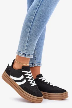 Stylowe Sneakersy Na Platformie Czarne Doriwa