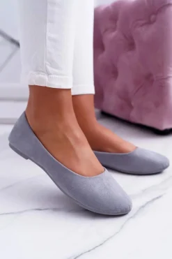 Szare Damskie Balerinki Zamsz Buenos
