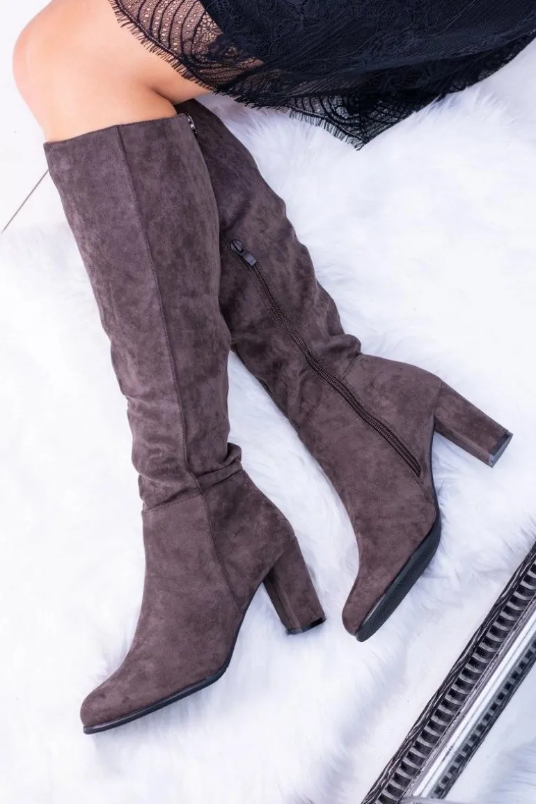 Szare Damskie Kozaki Zamszowe Sergio Leone KZ271