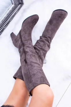 Szare Damskie Kozaki Zamszowe Sergio Leone KZ271