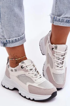 Sznurowane Buty Sportowe Na Platformie Białe Escape