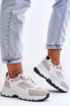 Sznurowane Buty Sportowe Na Platformie Białe Escape