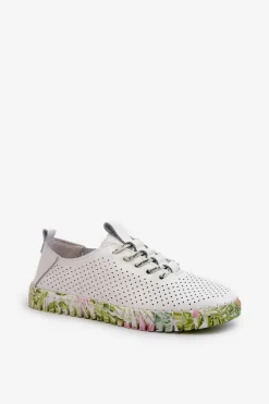 Sznurowe Półbuty Damskie Ze Skóry Naturalnej Białe Farnalea