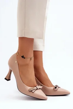 Szpiki Eko Skórzane Beżowe Kismetti