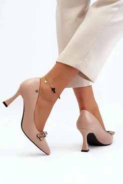 Szpiki Eko Skórzane Beżowe Kismetti