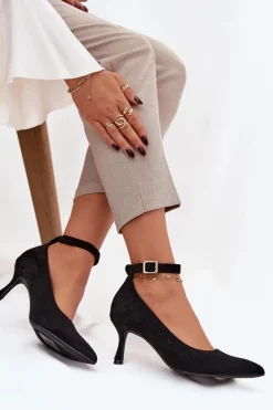 Szpilki Czółenka Z Eko Zamszu Czarne Devoria