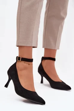 Szpilki Czółenka Z Eko Zamszu Czarne Devoria