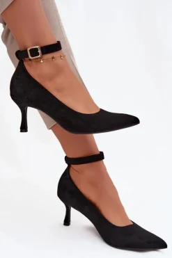 Szpilki Czółenka Z Eko Zamszu Czarne Devoria