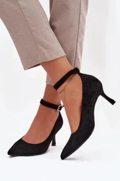 Szpilki Czółenka Z Eko Zamszu Czarne Devoria