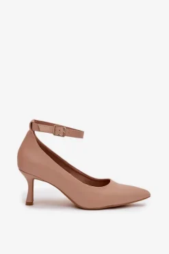 Szpilki Czółenka Z Paskiem Ciemnobeżowe Perrine