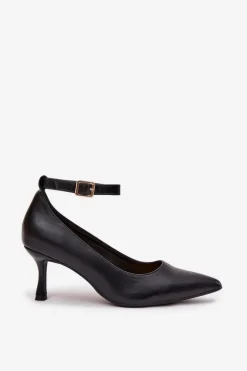 Szpilki Czółenka Z Paskiem Czarne Perrine