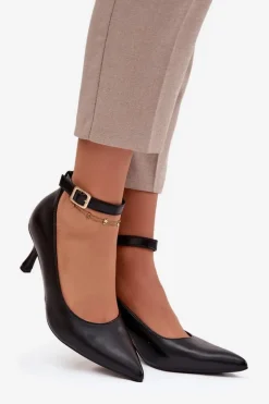 Szpilki Czółenka Z Paskiem Czarne Perrine