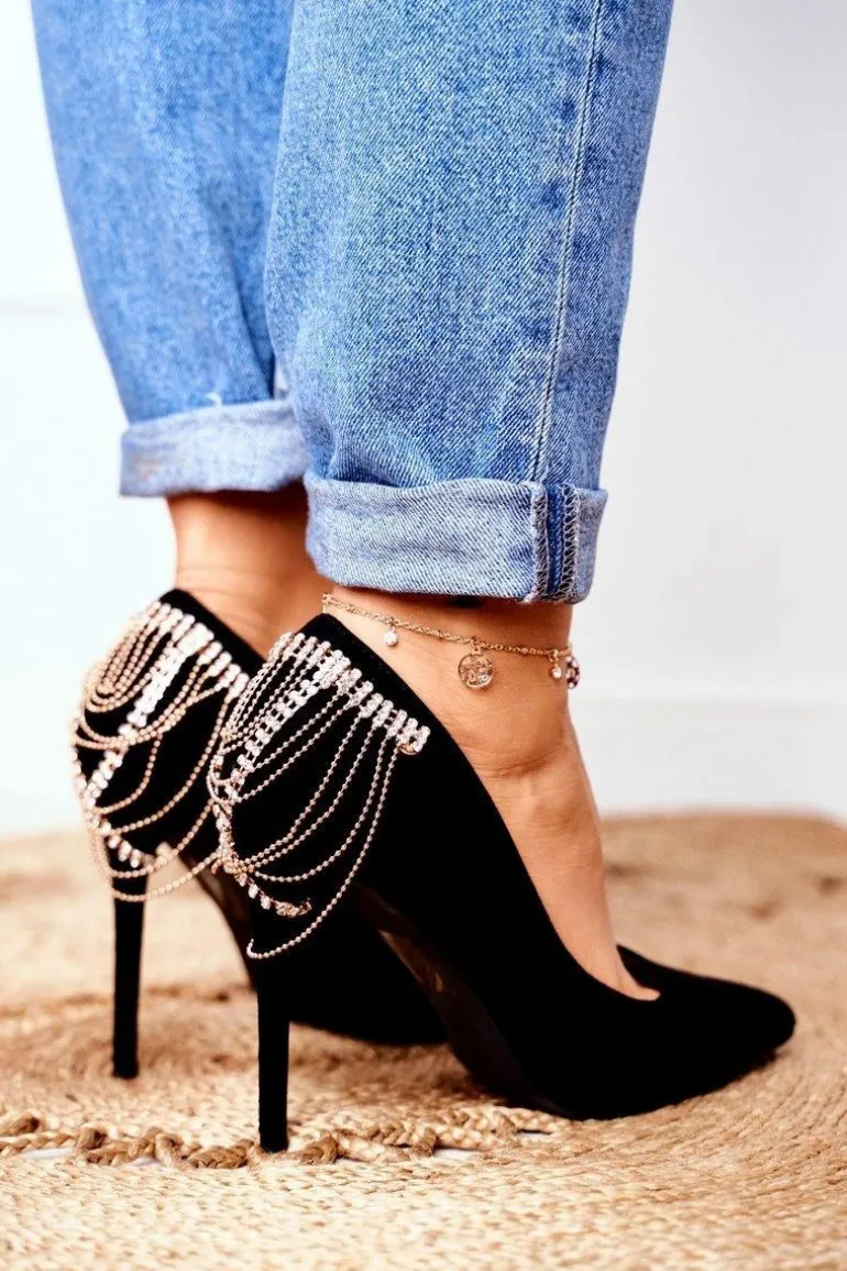 Szpilki Damskie Czarne Zamszowe Imprezowe Pacardo