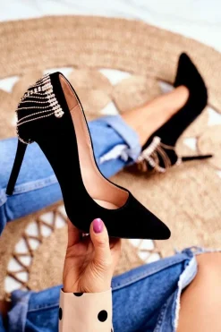 Szpilki Damskie Czarne Zamszowe Imprezowe Pacardo