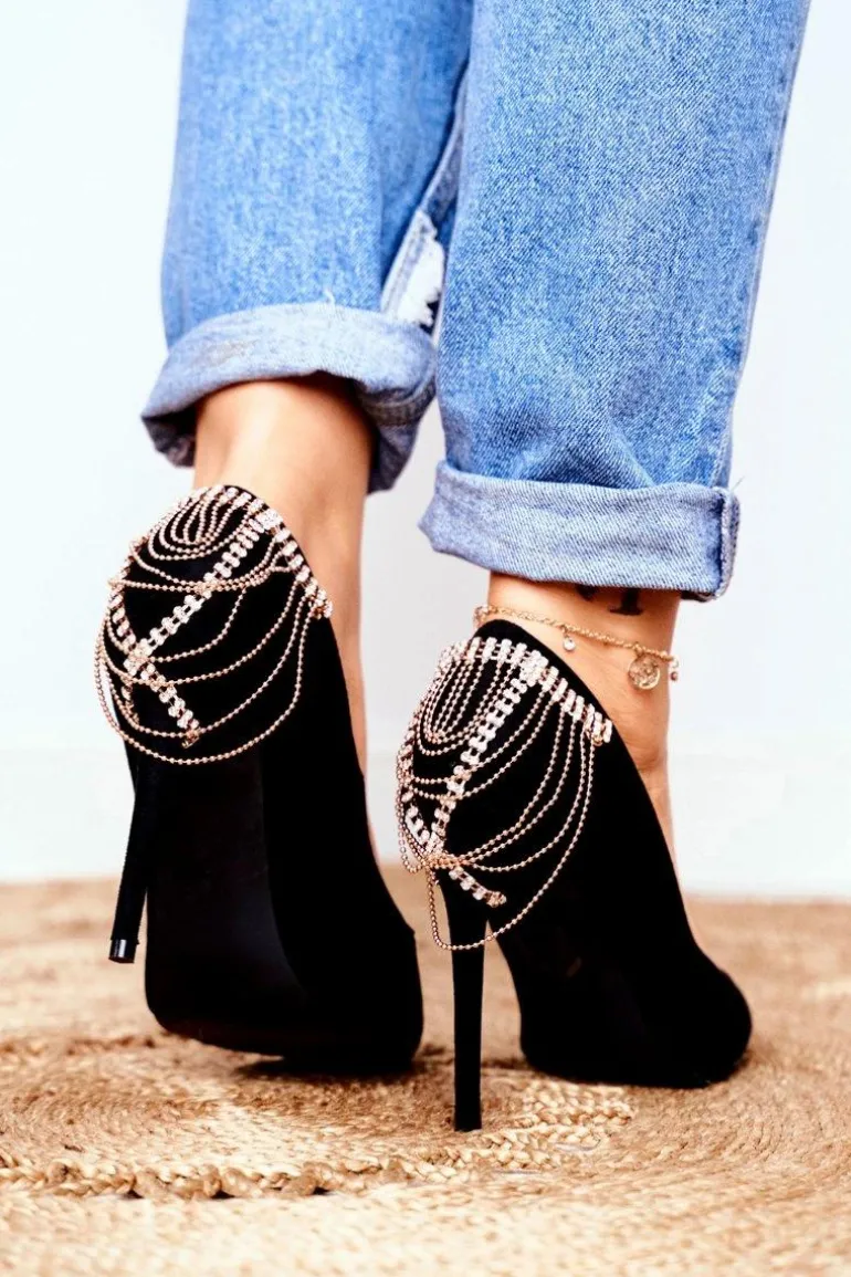 Szpilki Damskie Czarne Zamszowe Imprezowe Pacardo