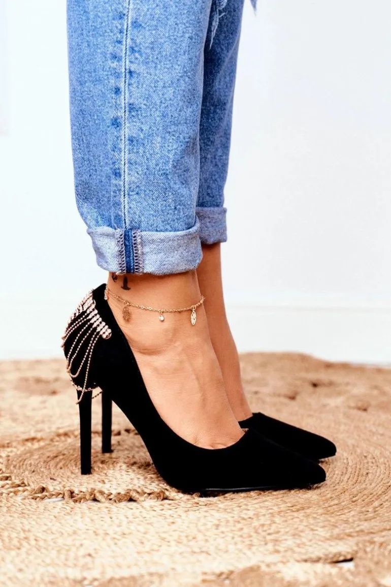 Szpilki Damskie Czarne Zamszowe Imprezowe Pacardo