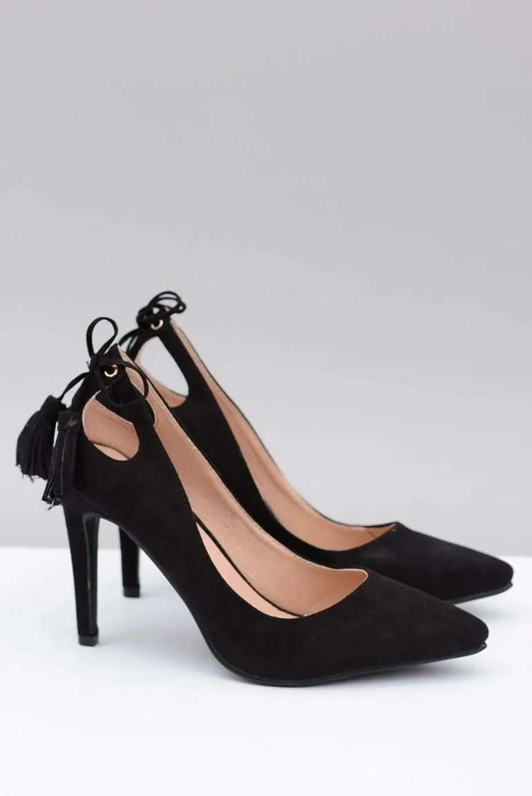 Szpilki damskie Lu Boo Czarne Zamszowe Loona