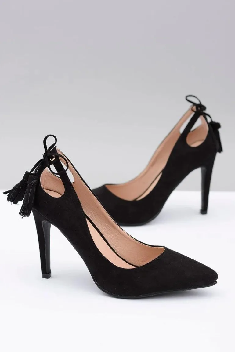 Szpilki damskie Lu Boo Czarne Zamszowe Loona