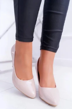 Szpilki damskie Sergio Leone Lakierowane Beżowe Greca