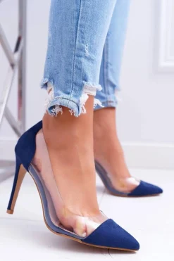 Szpilki Damskie Transparentne W Szpic Granatowe Live