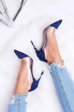 Szpilki Damskie Transparentne W Szpic Granatowe Live