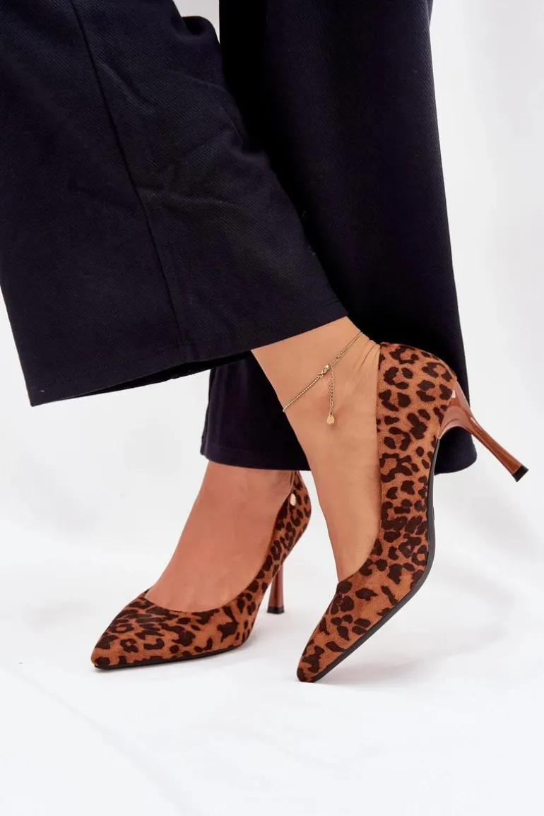 Szpilki Damskie W Panterkę Vinceza 62264 Brązowe