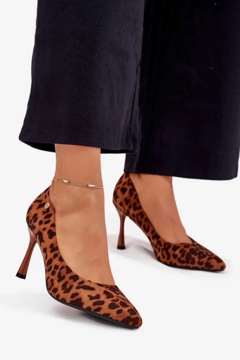 Szpilki Damskie W Panterkę Vinceza 62264 Brązowe