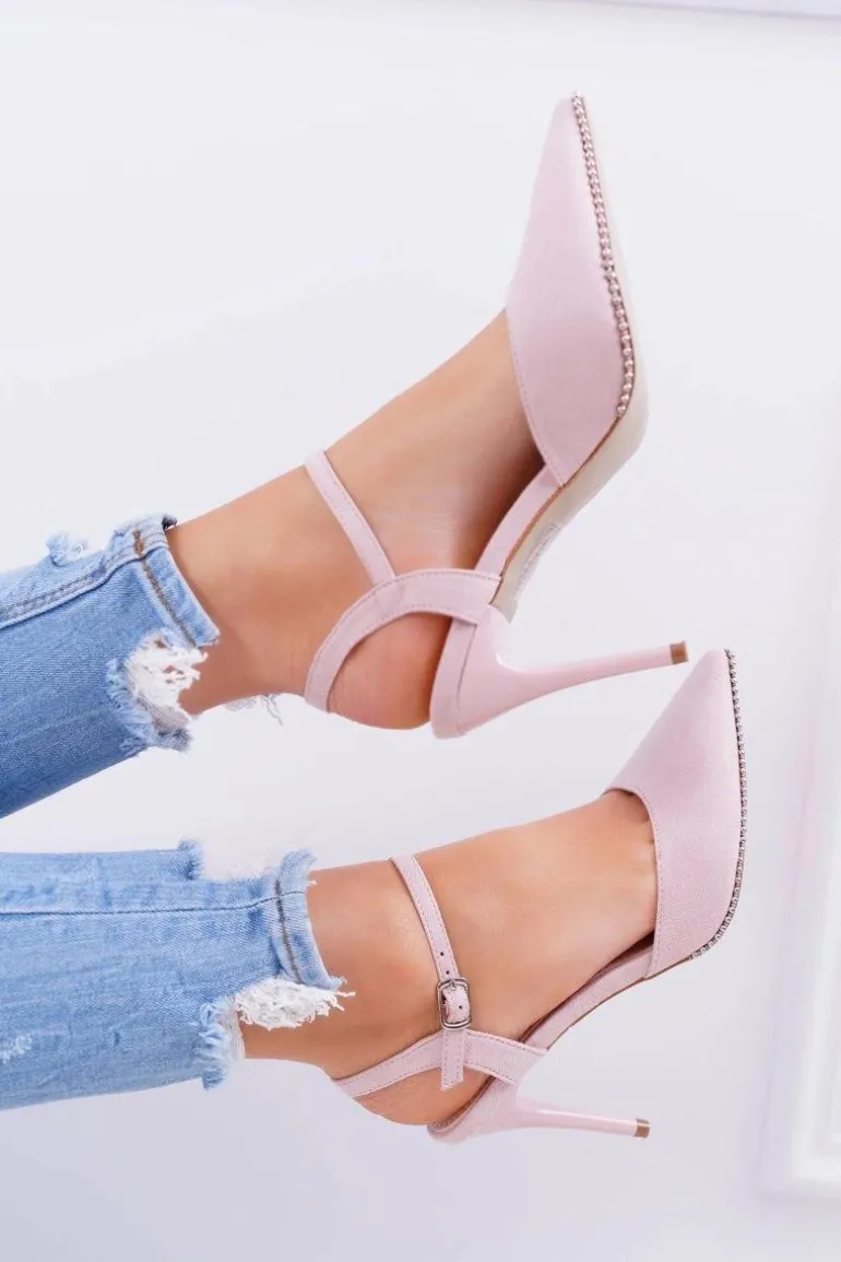 Szpilki Damskie W Szpic Lakierowany Obcas Różowe Trends
