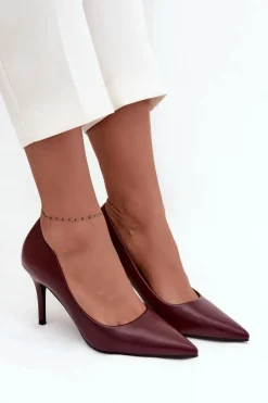 Szpilki Damskie Z Eko Skóry Bordowe Sivana