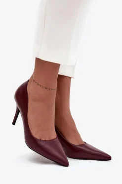 Szpilki Damskie Z Eko Skóry Bordowe Sivana