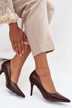 Szpilki Damskie Z Eko Skóry Czekoladowe Sivana