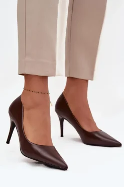 Szpilki Damskie Z Eko Skóry Czekoladowe Sivana