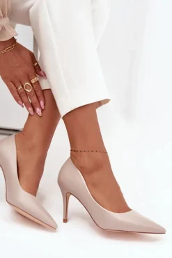 Szpilki Damskie Z Eko Skóry Beżowe Sivana