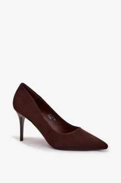 Szpilki Damskie Z Eko Zamszu Czekoladowe Elvessa