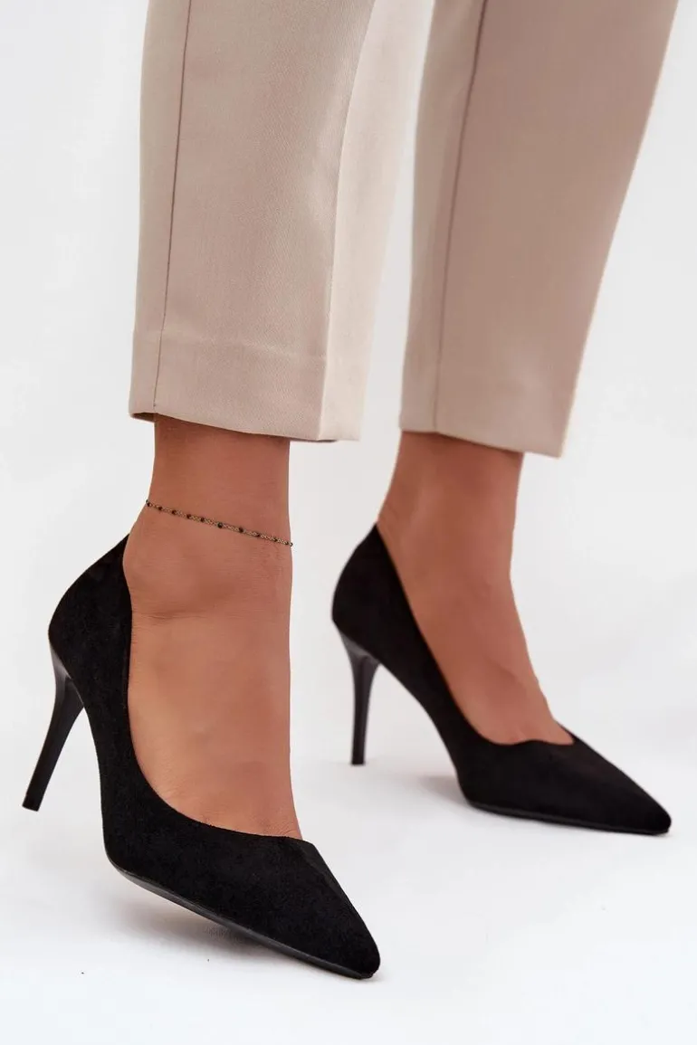 Szpilki Damskie Z Eko Zamszu Czarne Elvessa