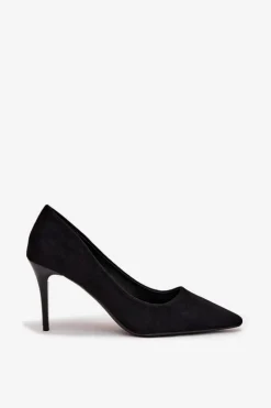 Szpilki Damskie Z Eko Zamszu Czarne Elvessa