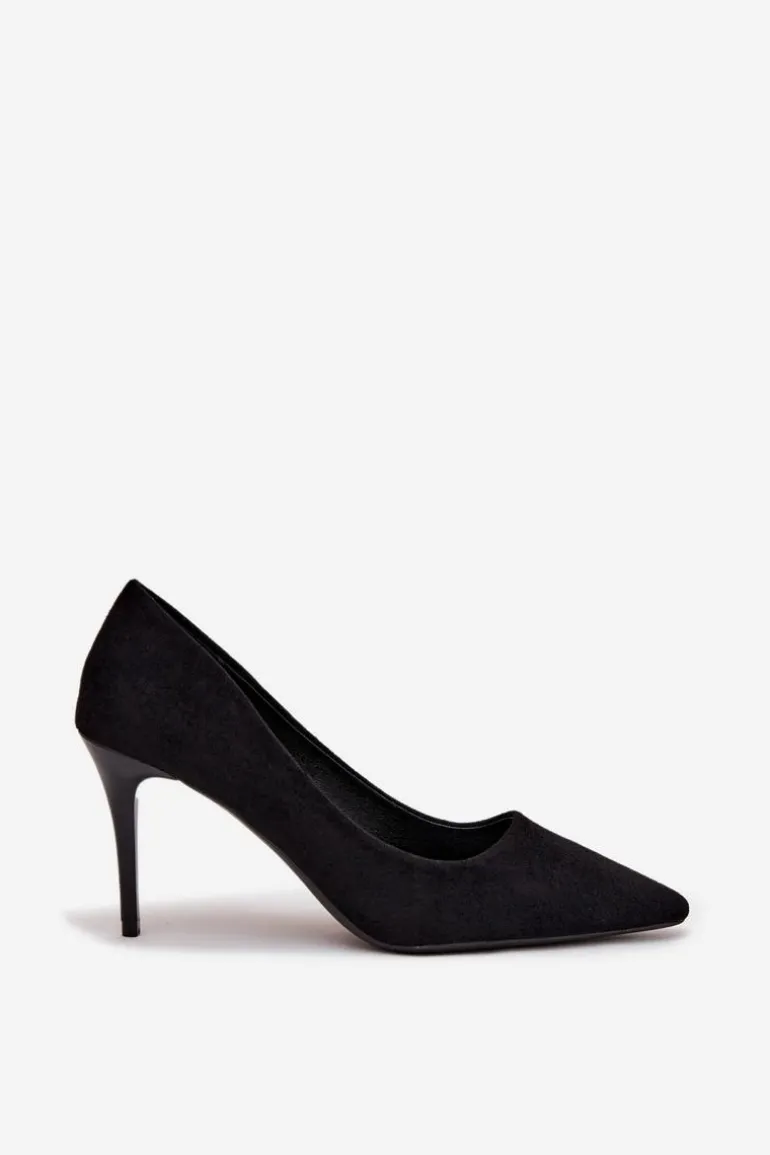 Szpilki Damskie Z Eko Zamszu Czarne Elvessa