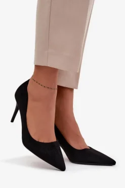 Szpilki Damskie Z Eko Zamszu Czarne Elvessa