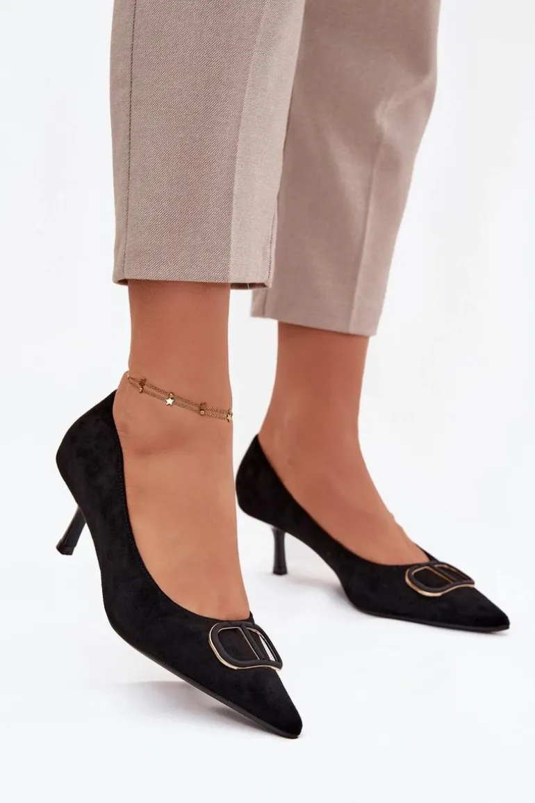 Szpilki Damskie Z Ozdobnym Detalem Czarne Amelora