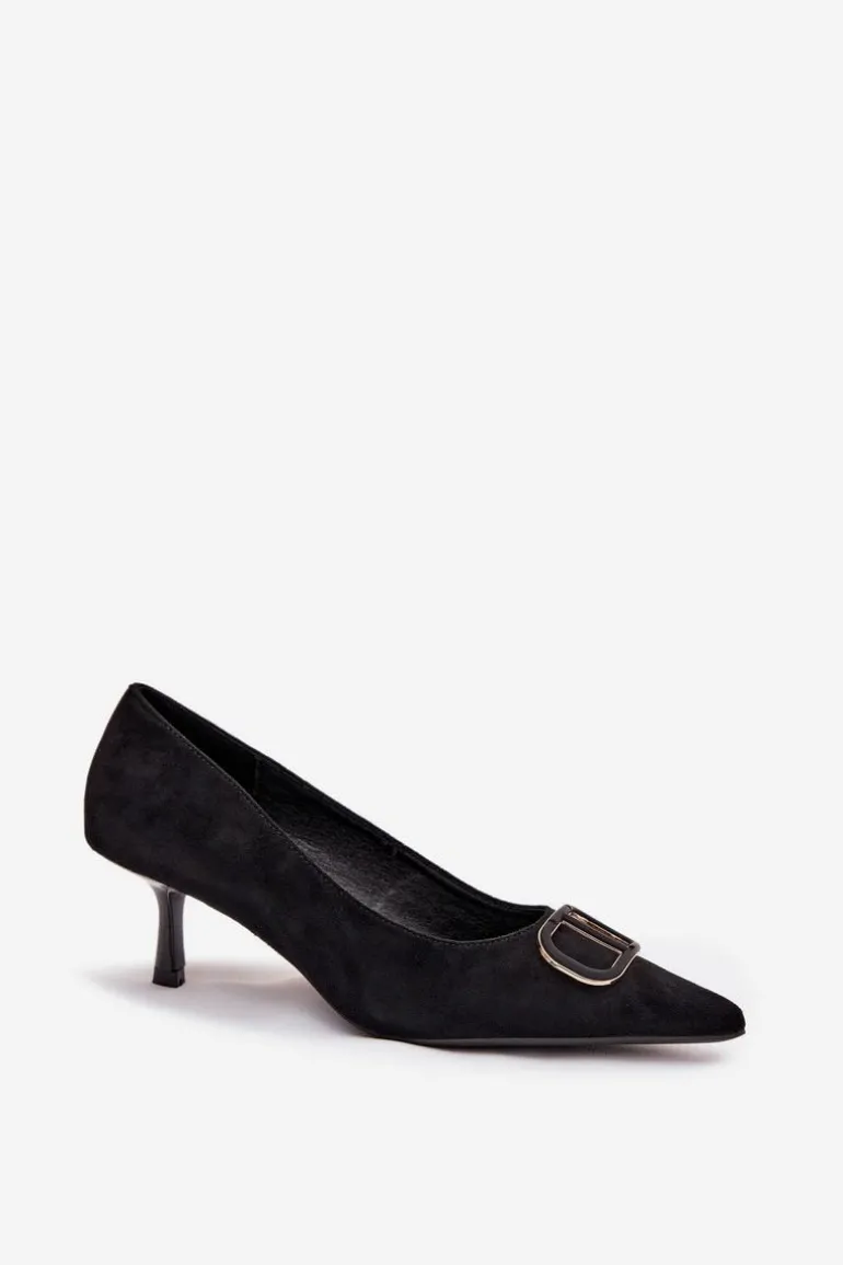 Szpilki Damskie Z Ozdobnym Detalem Czarne Amelora