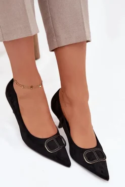 Szpilki Damskie Z Ozdobnym Detalem Czarne Amelora