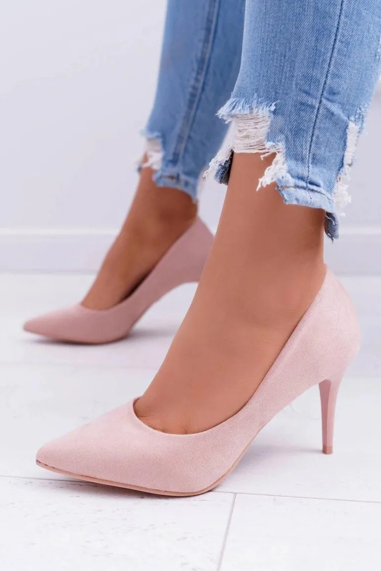 Szpilki Damskie Zamszowe W Szpic Różowe Cream